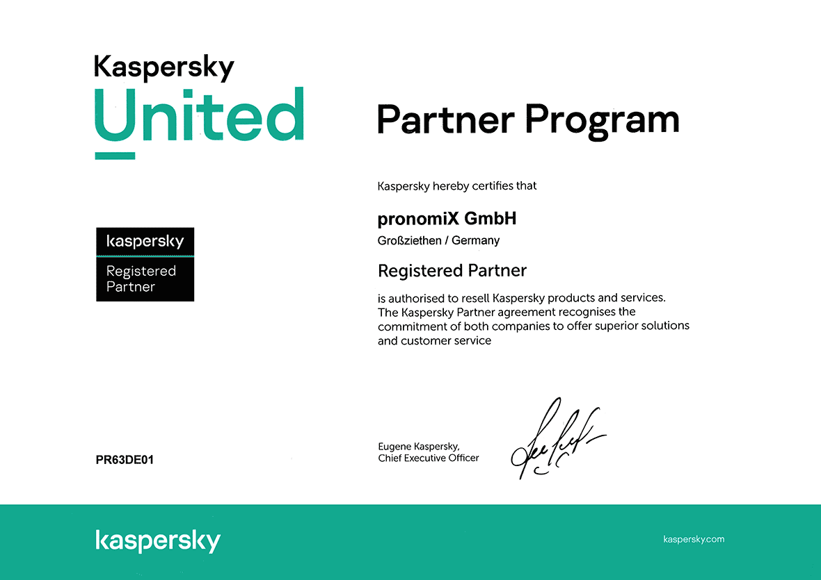 Kaspersky-Partner-Lizenz für pronomiX